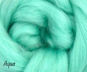 Merino Combed Top, Dyed Wool, Aqua / 4 oz