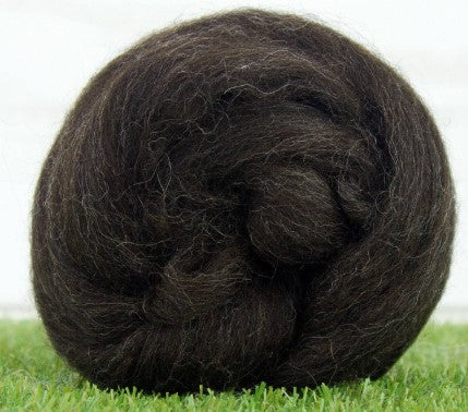 Black Shetland Natural Wool Top, 4 oz