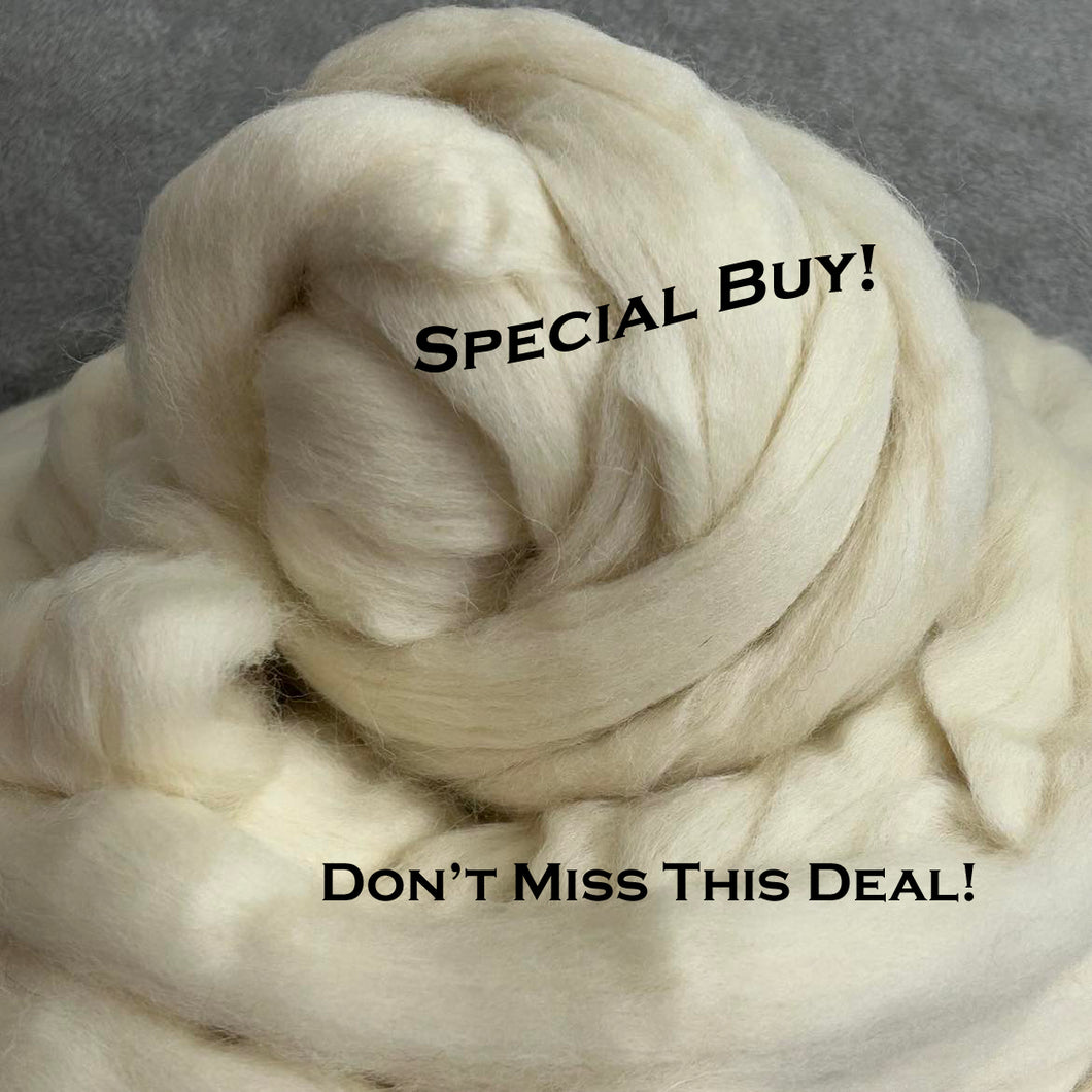 Cheviot Natural White Wool Top, Brecknock Hill Limited Edition, 1 lb