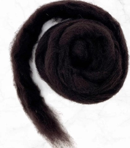 Carded Corriedale Sliver Dyed Wool, Mocha ~ 4 oz