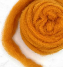 Carded Corriedale Sliver Dyed Wool, Marigold, 4 oz