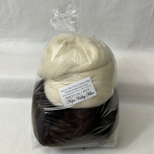 Natural Wool Pack Mixed Bag Fiber Tasting #NF9 / 5.3 oz