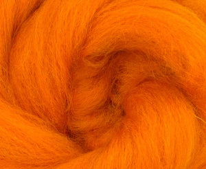 Merino Combed Top, Dyed Wool, Clementine / 4 oz