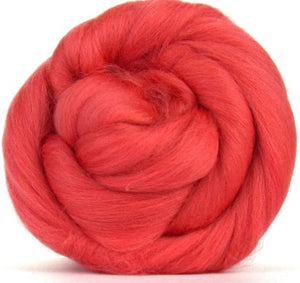 Merino Combed Top, Dyed Wool, Coral ~ 4 oz