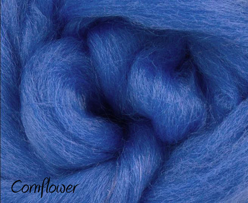 Corriedale Dyed Wool Top Cornflower ~ 4 oz