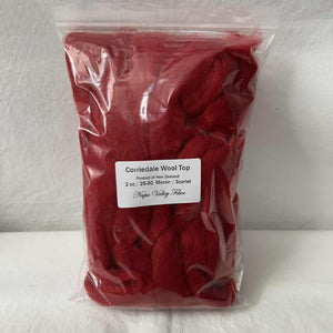 Corriedale Dyed Wool Top ~ Scarlet ~ 2 oz