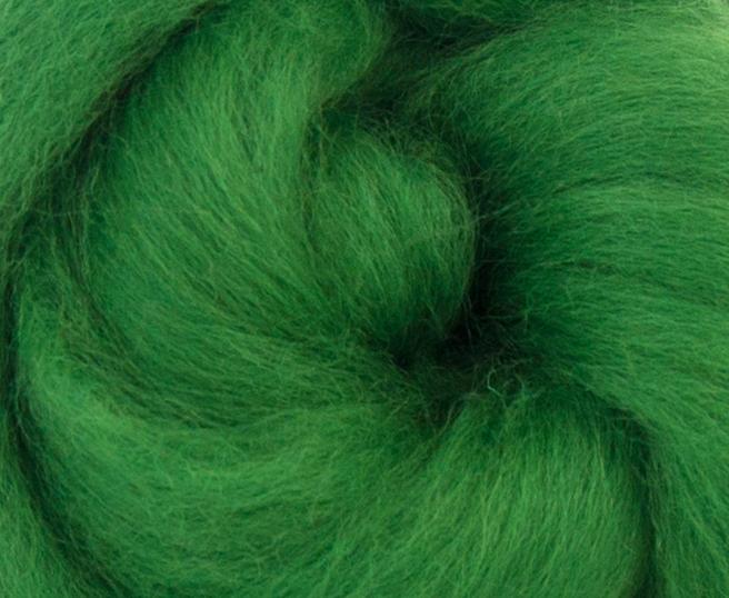 Corriedale Dyed Wool Top Grass ~ 4 oz