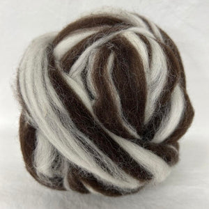 Humbug Corriedale Wool, Natural Brown & White Wool Top 4 oz