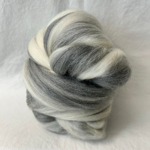 Merino Wool ~ Humbug Natural Grey & White Wool Top 4 oz