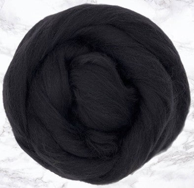 Merino Combed Top, Dyed Wool, Charcoal ~ 4 oz