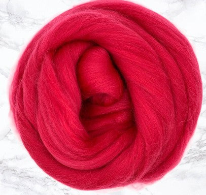 Merino Combed Top, Dyed Wool, Crimson ~ 4 oz