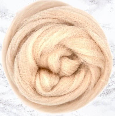 Merino Combed Top, Dyed Wool, Flesh (aka Apricot or Eggshell) / 4 oz