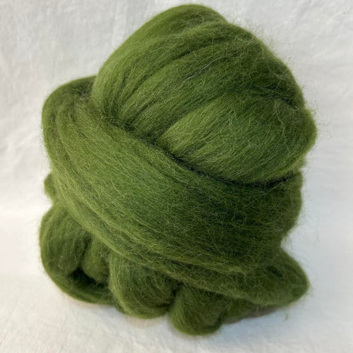 Merino Combed Top, Dyed Wool, Khaki ~ 2 oz