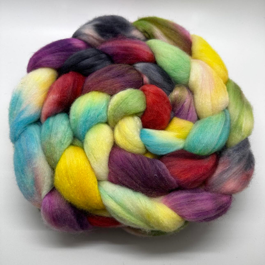 Merino/Tussah Silk Wool Top Braid (Gmts2) ~ Hand Painted