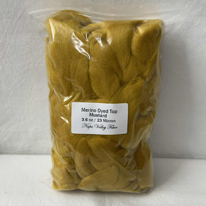 Merino Combed Top, Dyed Wool, Mustard ~ Smaller 3.6 oz Section