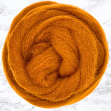 Merino Combed Top, Dyed Wool, Amber ~ 4 oz