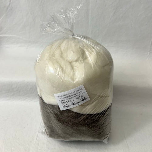 Natural Wool Pack Mixed Bag Fiber Tasting #NF26 / 5.8 oz