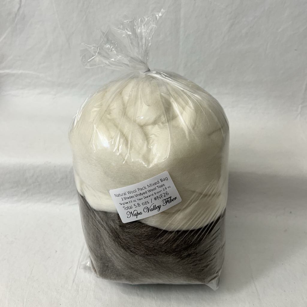 Natural Wool Pack Mixed Bag Fiber Tasting #NF26 / 5.8 oz