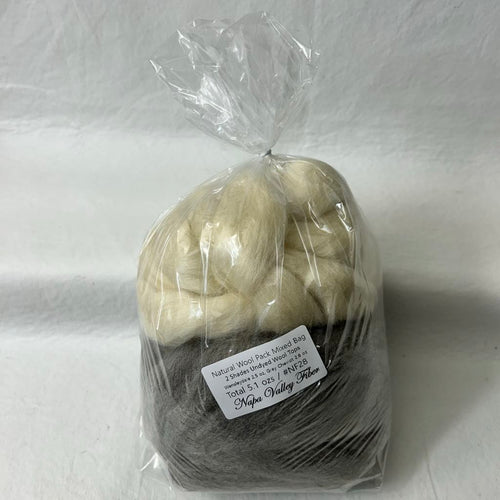 Natural Wool Pack Mixed Bag Fiber Tasting #NF28 / 5.1 oz