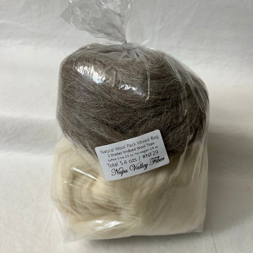 Natural Wool Pack Mixed Bag Fiber Tasting #NF29 / 5.4 oz
