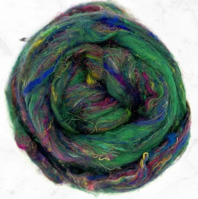 Sari Silk Textured Roving ~ Oasis / 2 Oz Add-Ins