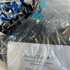 Rainy Day #3 ~ Premium Triple Braid Spinning Kit Enamel Storm Cloud Stitch Marker Included!