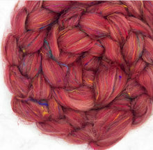 Phoenix Rekindled | Sustainable Fibers Dyed Top, Wool/Sari Silk 4 oz