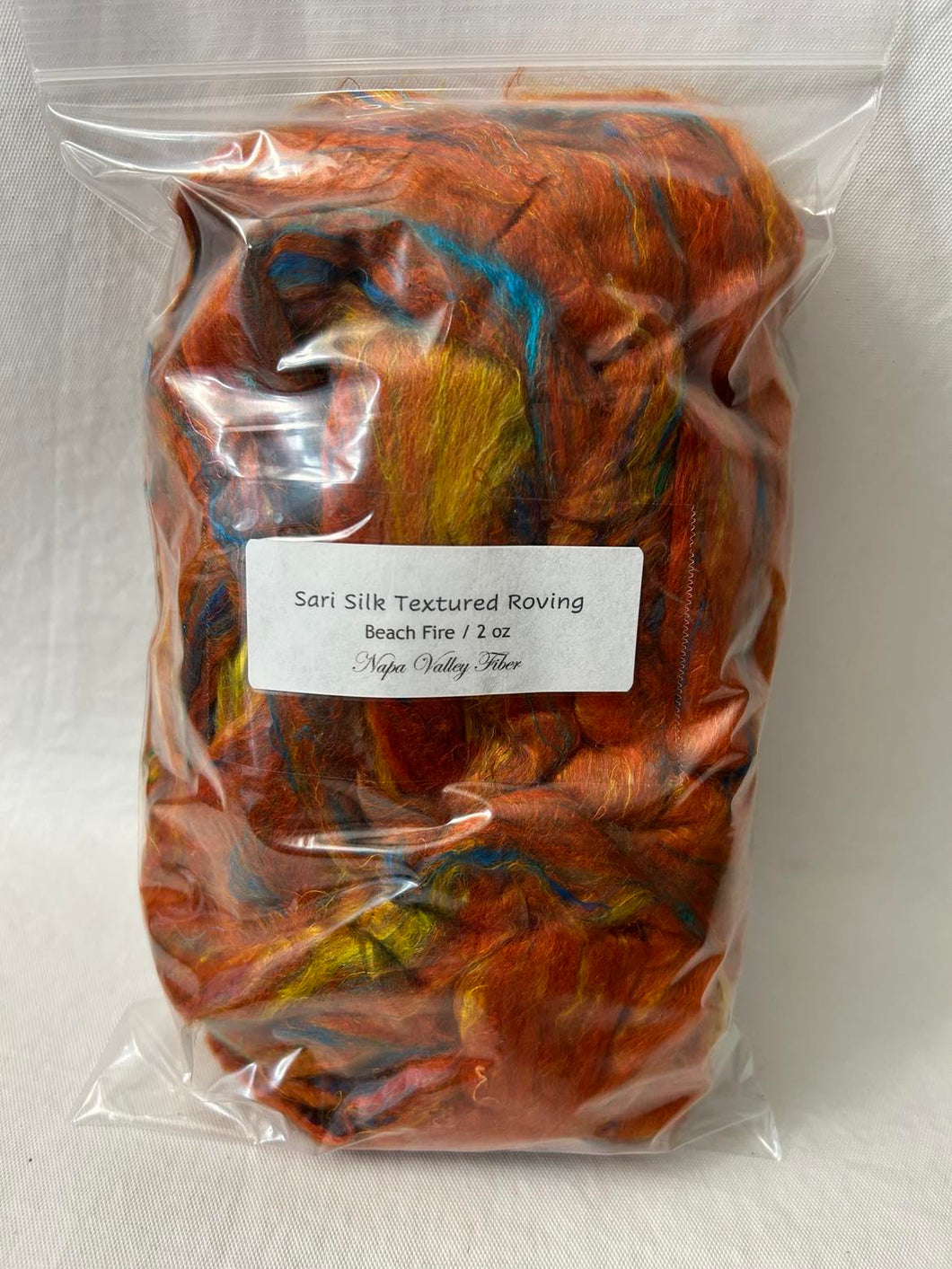 Sari Silk Textured Roving ~ Beach Fire / 2 oz