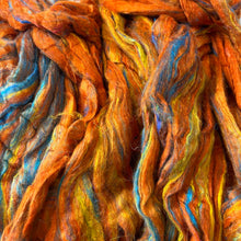 Sari Silk Textured Roving ~ Beach Fire / 1 oz