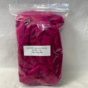 Sari Silk Textured Roving ~ Hot Pink / 2 Oz Add-Ins