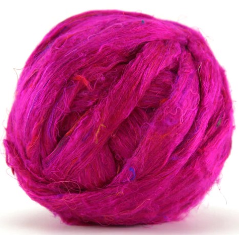 Sari Silk Textured Roving ~ Hot Pink / 2 Oz Add-Ins