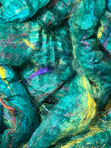 Sari Silk Textured Roving ~ Malachite / 2 Oz Add-Ins