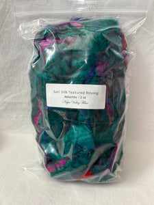 Sari Silk Textured Roving ~ Malachite / 2 Oz Add-Ins