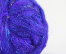 Pulled Sari Silk Textured Roving ~ Moon River / 1 Oz Dyed Fiber