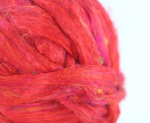 Pulled Sari Silk Textured Roving ~ Rosette / 1 Oz Dyed Fiber