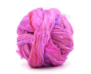 Pulled Sari Silk Textured Roving ~ Sequin / 1 Oz Dyed Fiber