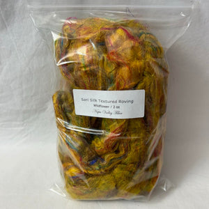 Sari Silk Textured Roving ~ Wildflower / 2 Oz Add-Ins