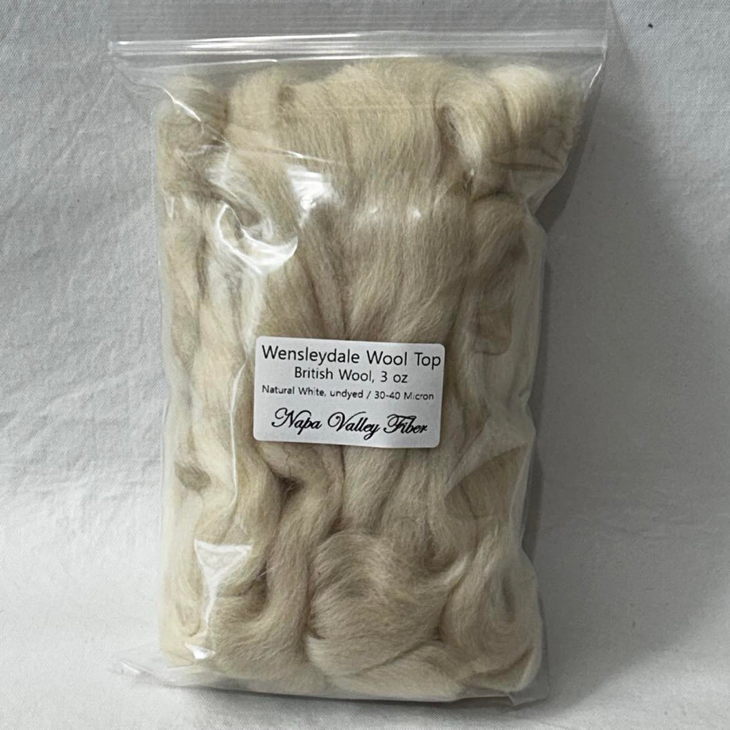 Wensleydale Top ~ Natural Spinning Fiber / 3 oz Smaller Section