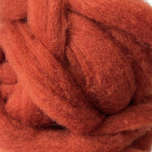 CLEARANCE! Carded Corriedale Sliver Dyed Wool Oxide Orange / 4 oz Dyed Fiber