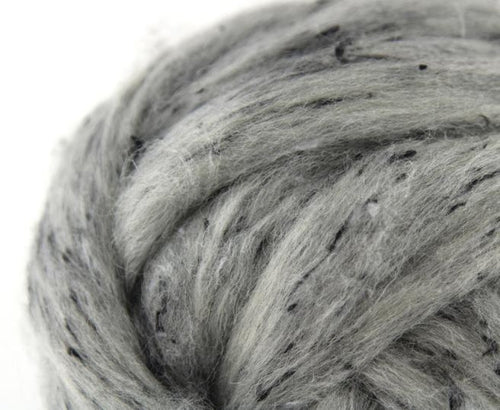 Grey Tweed Top ~ Railway Wool/viscose Blend / 4 Oz Dyed Fiber