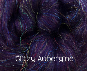 Glitzy "Shimmering Aubergine"! Merino / Rainbow Nylon Combed Top / (70/30%) / 4 oz