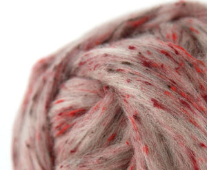 Red Tweed Top ~ Jam Pot Wool/viscose Blend / 4 Oz New! Dyed Fiber