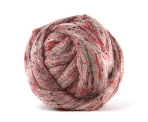 Red Tweed Top ~ Jam Pot Wool/viscose Blend / 4 Oz New! Dyed Fiber