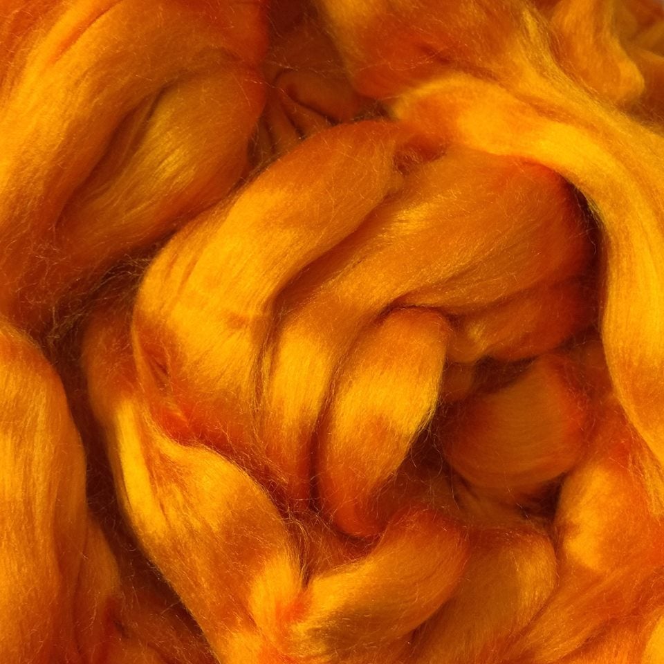 Bamboo Top Dyed Spinning Fiber ~ Orange / 2 oz