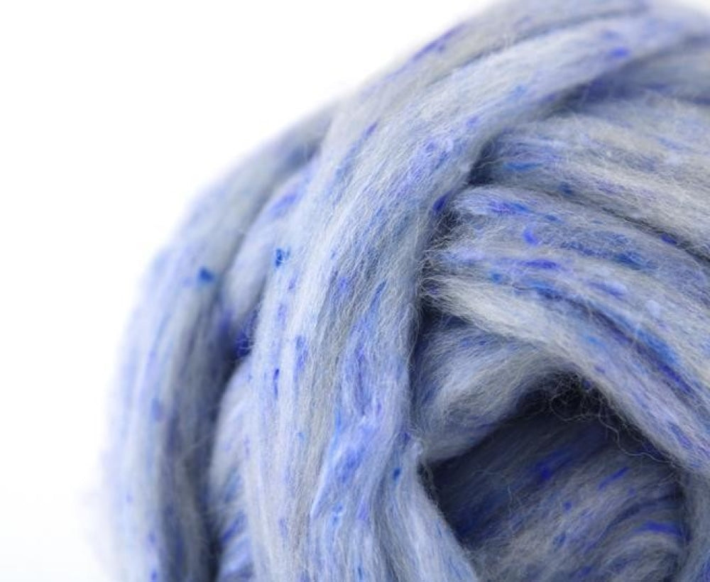 Blue Tweed Top ~ Tea Cup Wool/viscose Blend / 4 Oz New! Dyed Fiber