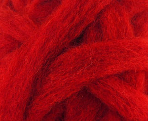 Carded Corriedale Sliver Dyed Wool Scarlet ~ 4 Oz Fiber