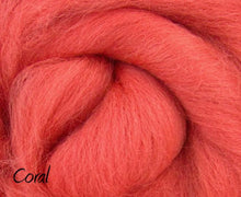 Corriedale Dyed Wool Top ~ Coral 4 Oz Fiber