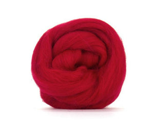 Corriedale Dyed Wool Top ~ Scarlet 4 Oz Fiber